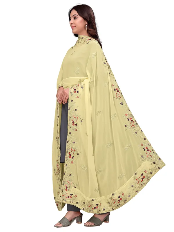 Georgette_Embroidered_Dupatta_With_Elephant_Floral_Border_Cream