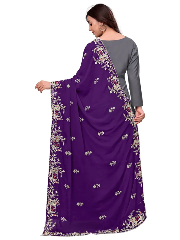 Georgette_Embroidered_Dupatta_With_Elephant_Floral_Border_Wine