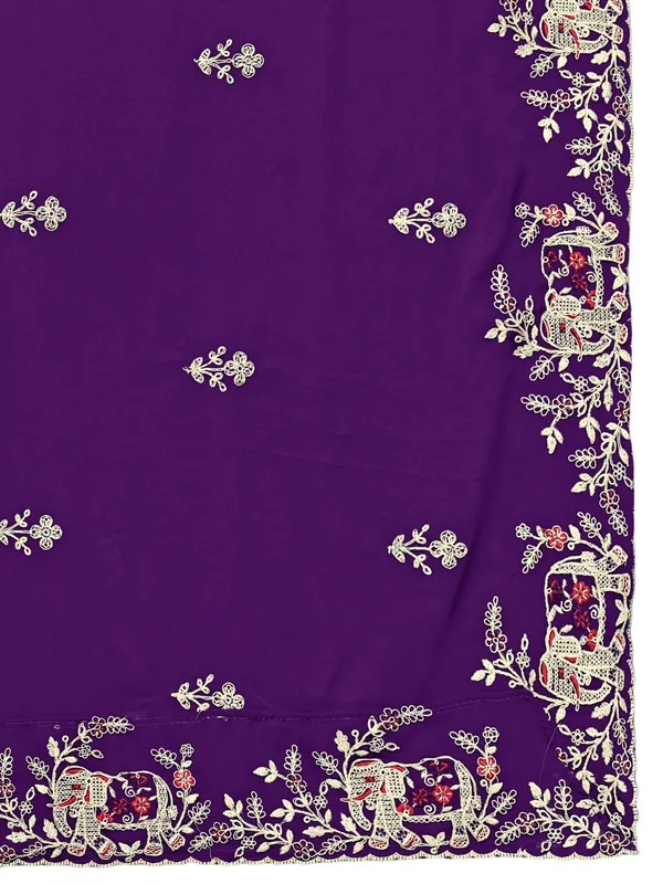 Georgette_Embroidered_Dupatta_With_Elephant_Floral_Border_Wine