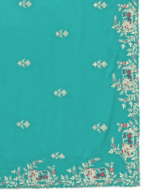 Georgette_Embroidered_Dupatta_With_Elephant_Floral_Border_Sky_Blue