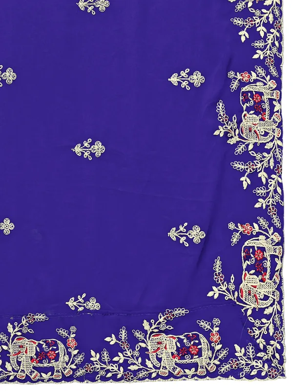 Georgette_Embroidered_Dupatta_With_Elephant_Floral_Border_Royal_Blue