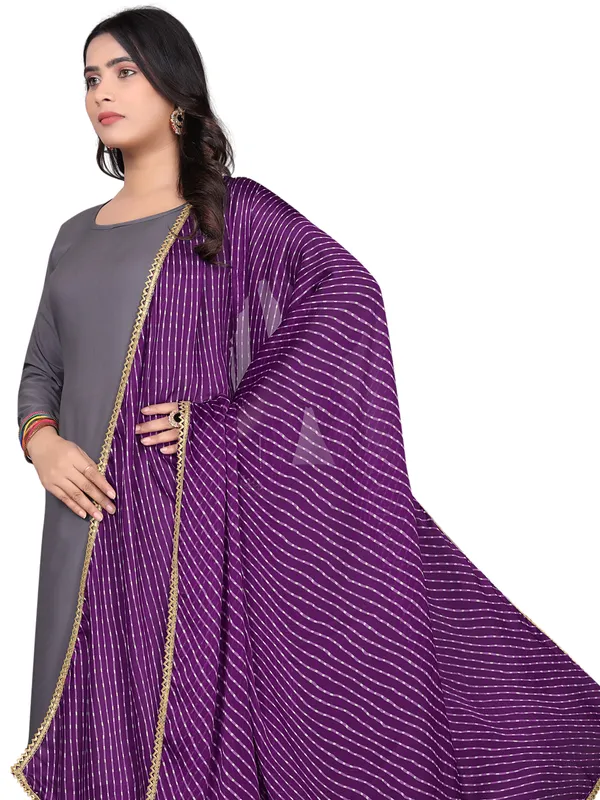 Georgette_Leheriya_Print_Dupatta_With_Gold_Gota_Lace_Border_Wine