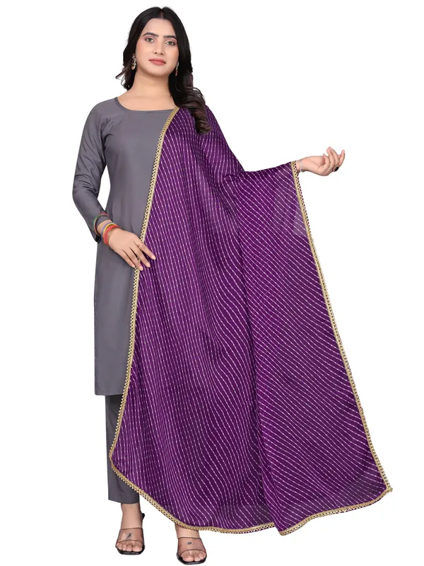 Georgette_Leheriya_Print_Dupatta_With_Gold_Gota_Lace_Border_Wine