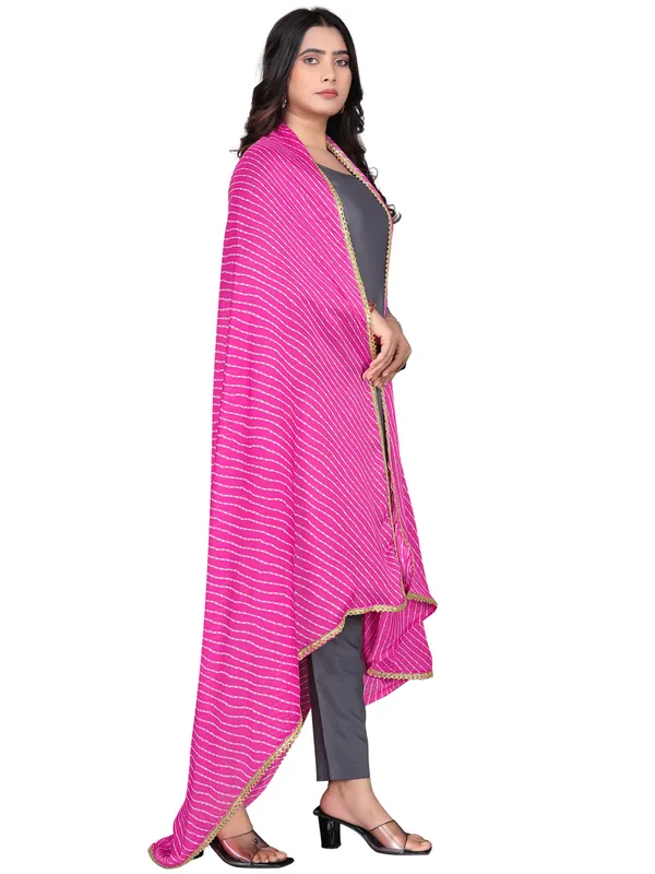Georgette_Leheriya_Print_Dupatta_With_Gold_Gota_Lace_Border_Pink