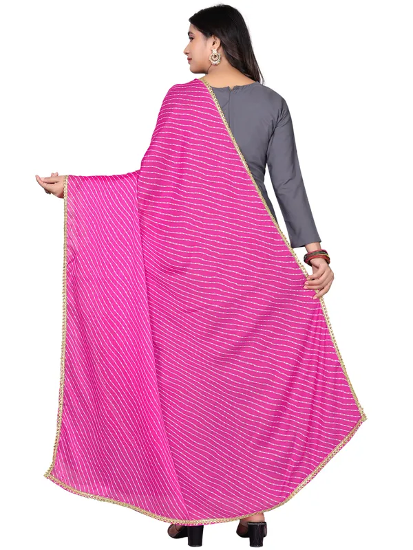 Georgette_Leheriya_Print_Dupatta_With_Gold_Gota_Lace_Border_Pink