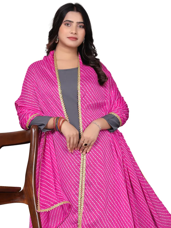 Georgette_Leheriya_Print_Dupatta_With_Gold_Gota_Lace_Border_Pink