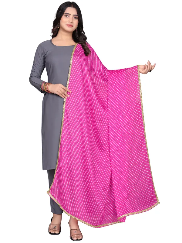 Georgette_Leheriya_Print_Dupatta_With_Gold_Gota_Lace_Border_Pink