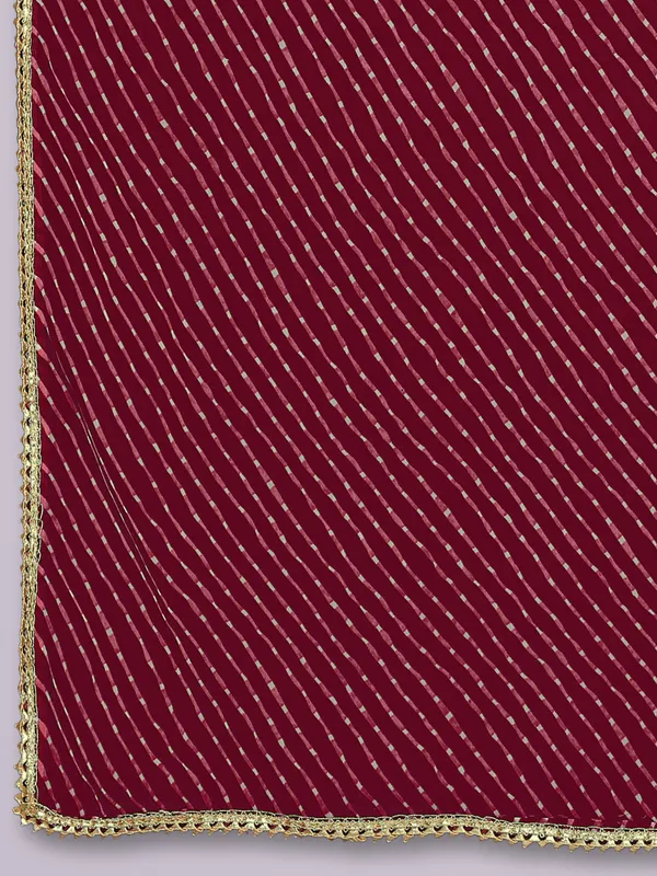 Georgette_Leheriya_Print_Dupatta_With_Gold_Gota_Lace_Border_Maroon