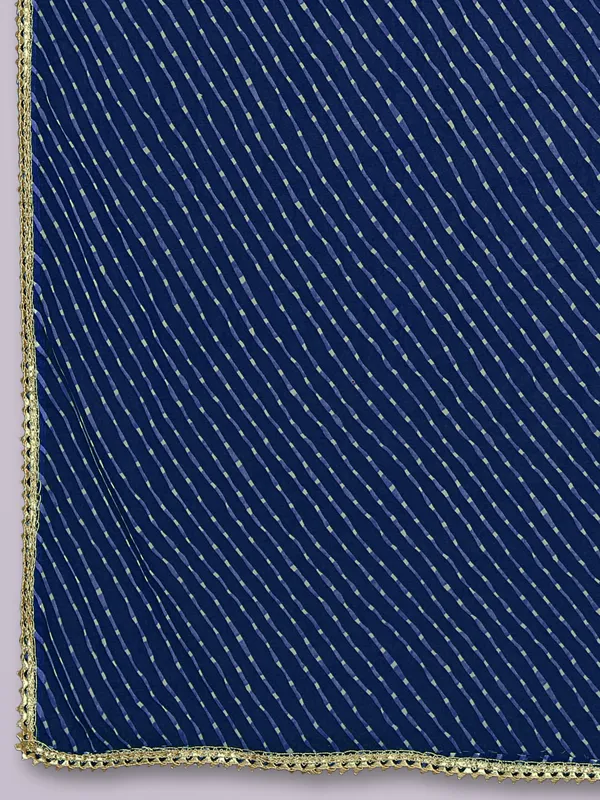 Georgette_Leheriya_Print_Dupatta_With_Gold_Gota_Lace_Border_Navy_Blue
