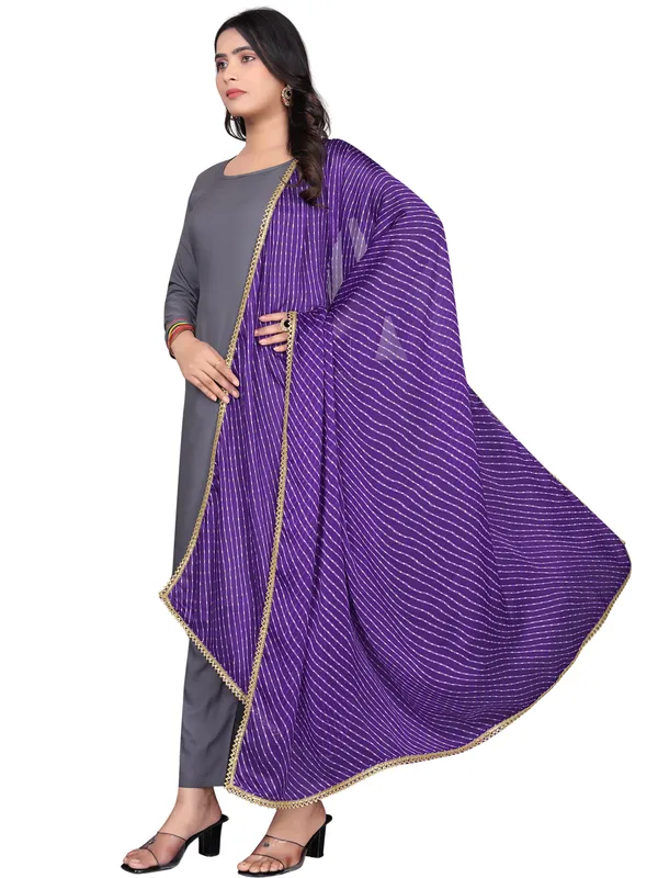 Georgette_Leheriya_Print_Dupatta_With_Gold_Gota_Lace_Border_Violet