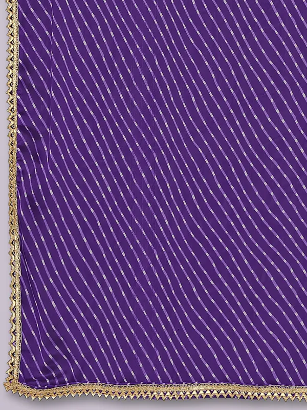 Georgette_Leheriya_Print_Dupatta_With_Gold_Gota_Lace_Border_Violet