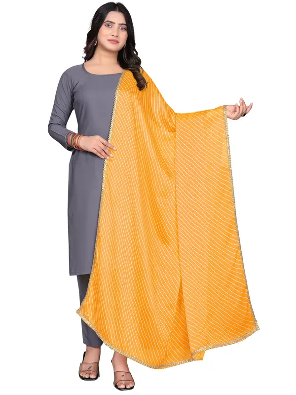 Georgette_Leheriya_Print_Dupatta_With_Gold_Gota_Lace_Border_Yellow