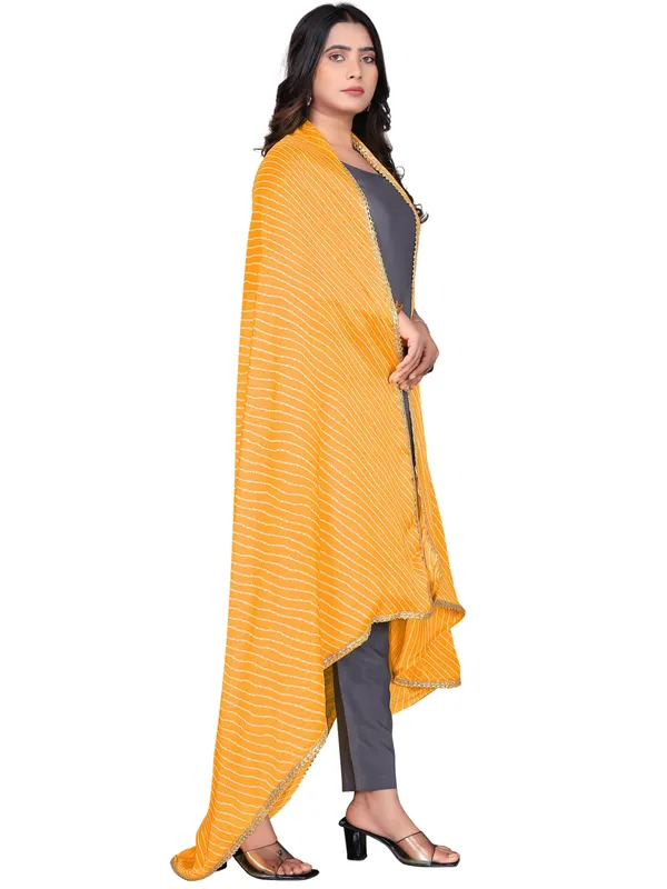 Georgette_Leheriya_Print_Dupatta_With_Gold_Gota_Lace_Border_Yellow
