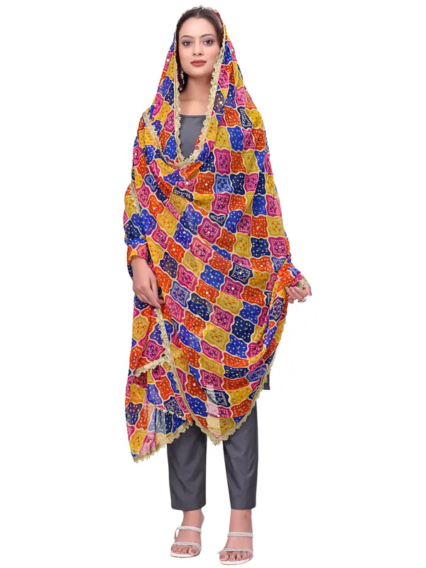 Georgette_Bandhani_Leheriya_Print_Dupatta_With_Mirror_Work_Multi_Colour2