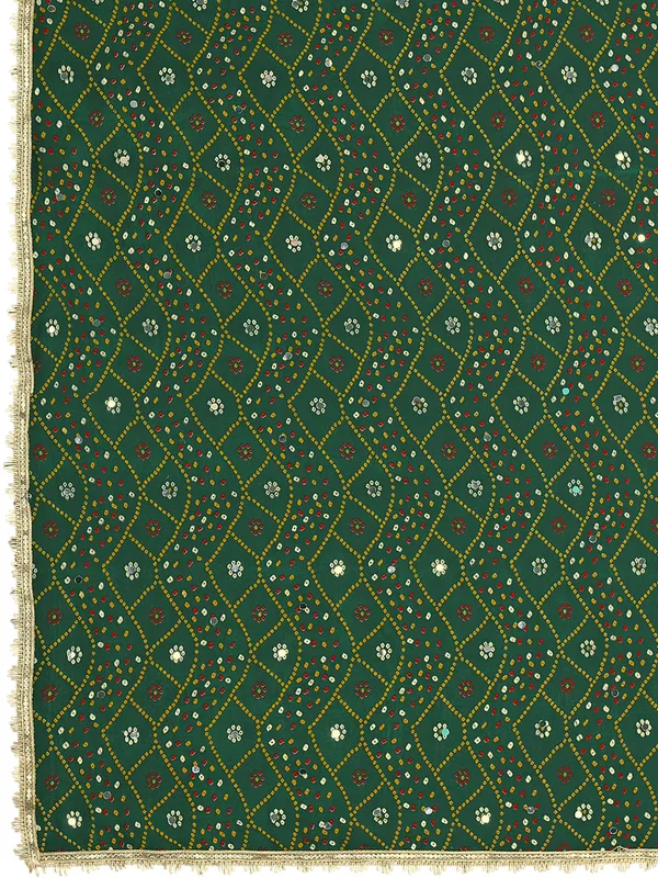 Georgette_Bandhani_Leheriya_Print_Dupatta_With_Mirror_Work_Green