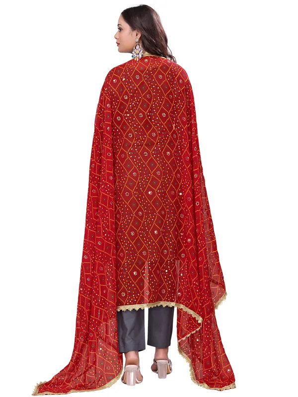 Georgette_Bandhani_Leheriya_Print_Dupatta_With_Mirror_Work_Red