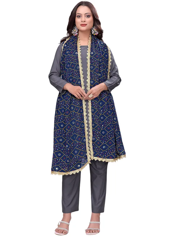 Georgette_Bandhani_Leheriya_Print_Dupatta_With_Mirror_Work_Navy_Blue