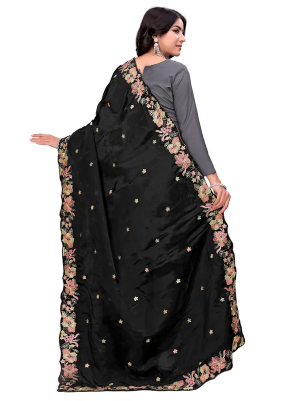 Art_Silk_Crush_Floral_Embroidered_Dupatta_With_Sequin_Work_Black