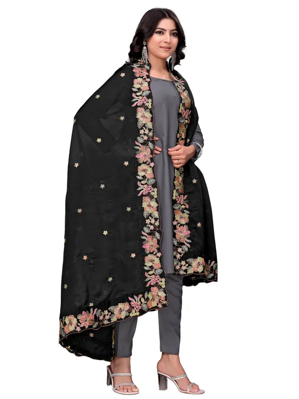 Art_Silk_Crush_Floral_Embroidered_Dupatta_With_Sequin_Work_Black