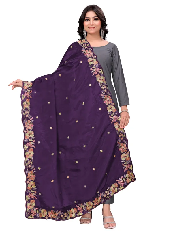 Art_Silk_Crush_Floral_Embroidered_Dupatta_With_Sequin_Work_Wine
