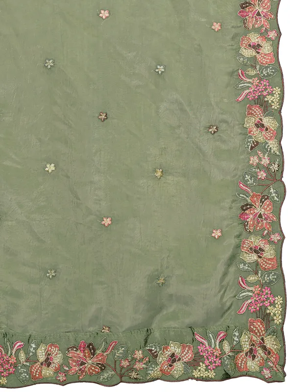Art_Silk_Crush_Floral_Embroidered_Dupatta_With_Sequin_Work_Mahendi_Green