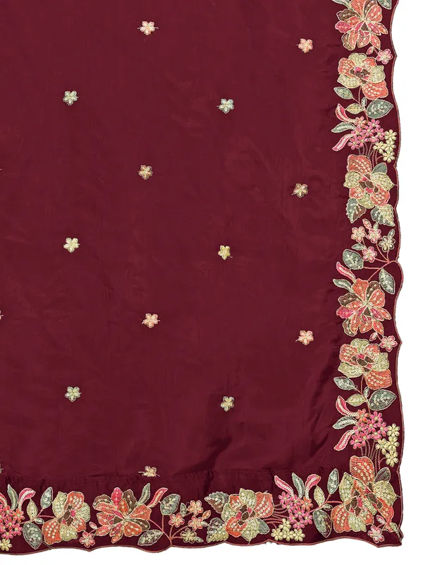 Art_Silk_Crush_Floral_Embroidered_Dupatta_With_Sequin_Work_Maroon