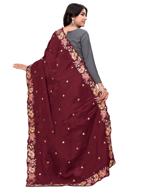 Art_Silk_Crush_Floral_Embroidered_Dupatta_With_Sequin_Work_Maroon