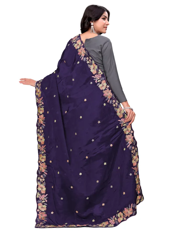 Art_Silk_Crush_Floral_Embroidered_Dupatta_With_Sequin_Work_Navy_Blue