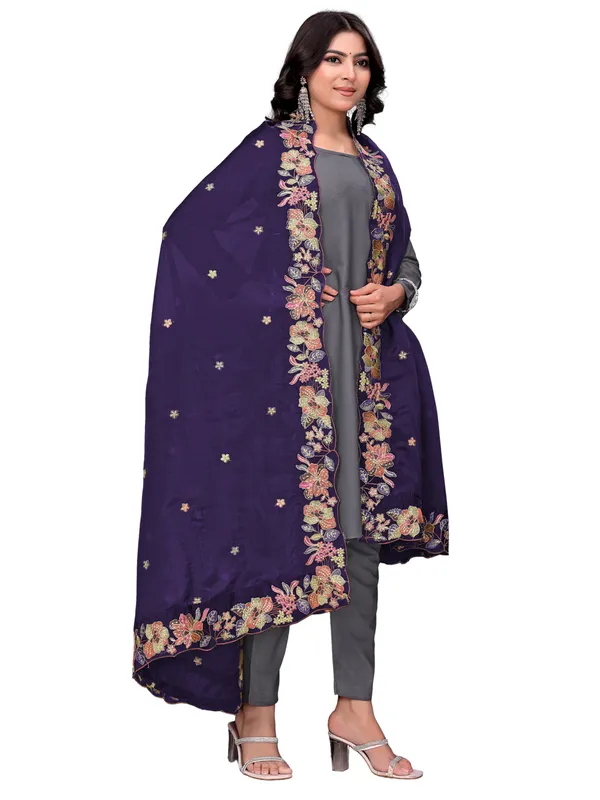 Art_Silk_Crush_Floral_Embroidered_Dupatta_With_Sequin_Work_Navy_Blue
