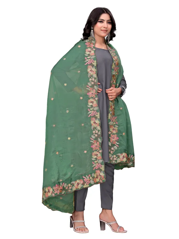 Art_Silk_Crush_Floral_Embroidered_Dupatta_With_Sequin_Work_Pista_Green