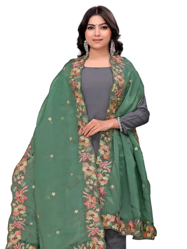 Art_Silk_Crush_Floral_Embroidered_Dupatta_With_Sequin_Work_Pista_Green