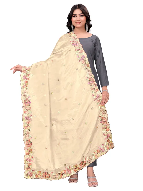 Art_Silk_Crush_Floral_Embroidered_Dupatta_With_Sequin_Work_Cream
