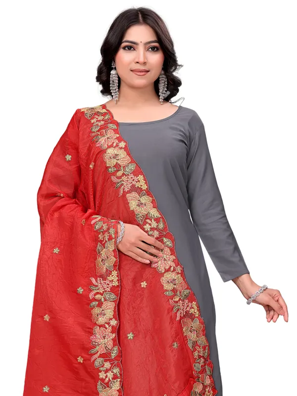 Art_Silk_Crush_Floral_Embroidered_Dupatta_With_Sequin_Work_Red
