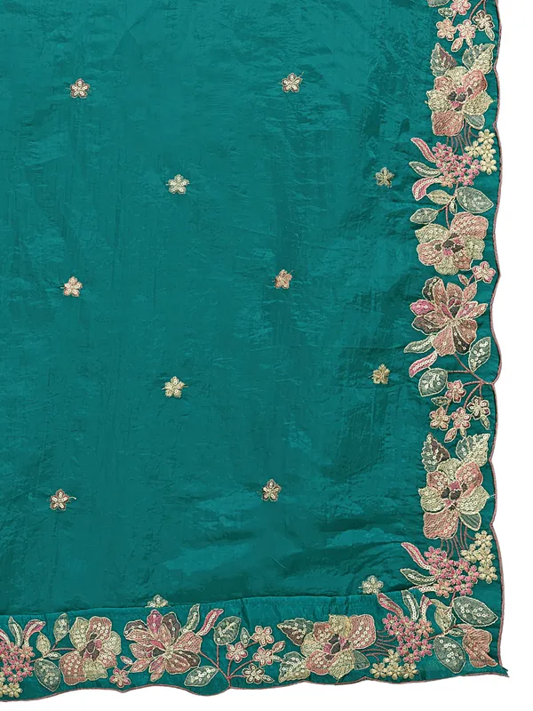 Art_Silk_Crush_Floral_Embroidered_Dupatta_With_Sequin_Work_Rama_Green