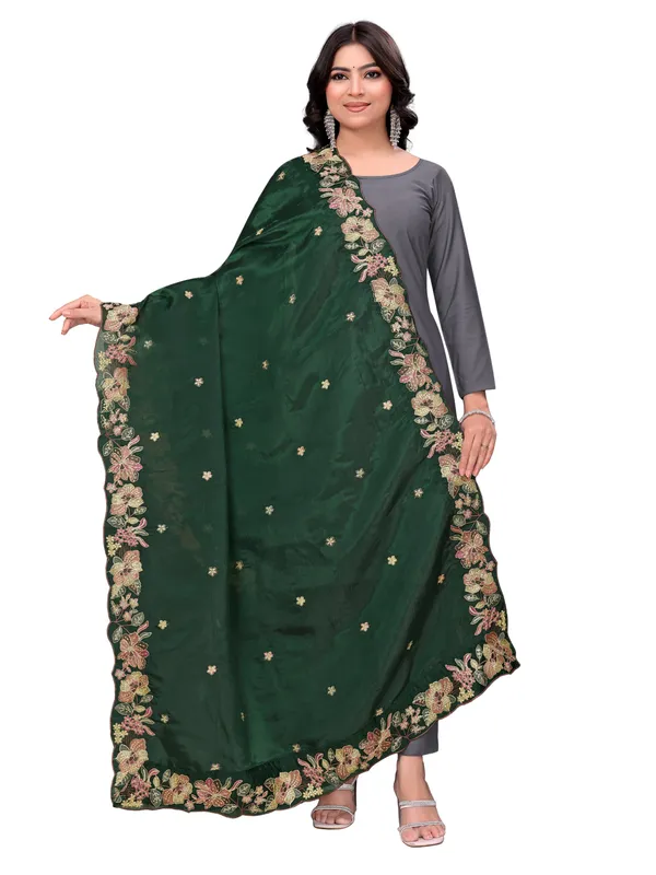 Art_Silk_Crush_Floral_Embroidered_Dupatta_With_Sequin_Work_Green