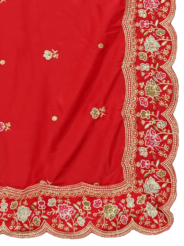 Embroidered_Art_Silk_Dupatta_With_Scalloped_Cutwork_Border_Red