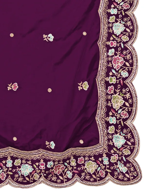 Embroidered_Art_Silk_Dupatta_With_Scalloped_Cutwork_Border_Wine