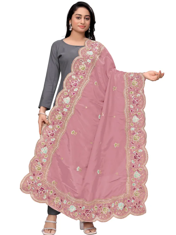 Embroidered_Art_Silk_Dupatta_With_Scalloped_Cutwork_Border_Peach