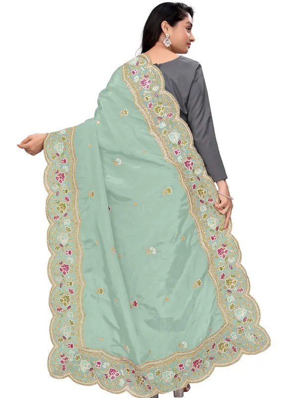 Embroidered_Art_Silk_Dupatta_With_Scalloped_Cutwork_Border_Pista_Green