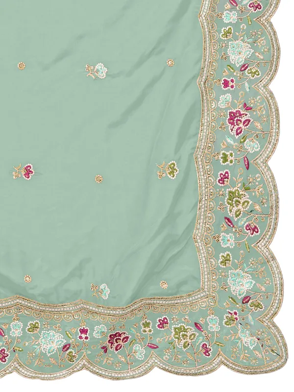 Embroidered_Art_Silk_Dupatta_With_Scalloped_Cutwork_Border_Pista_Green