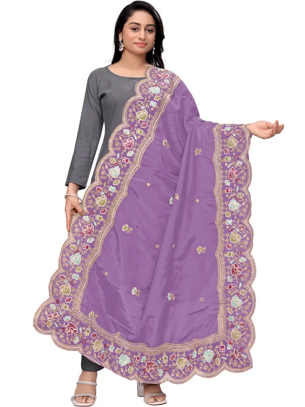 Embroidered_Art_Silk_Dupatta_With_Scalloped_Cutwork_Border_Lavender