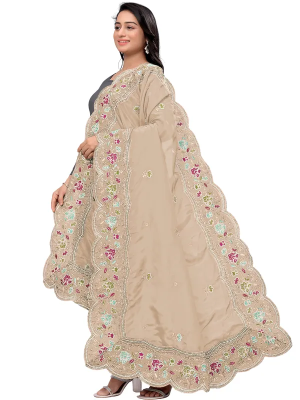 Embroidered_Art_Silk_Dupatta_With_Scalloped_Cutwork_Border_Beige
