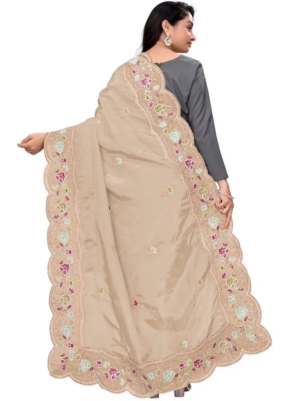 Embroidered_Art_Silk_Dupatta_With_Scalloped_Cutwork_Border_Beige