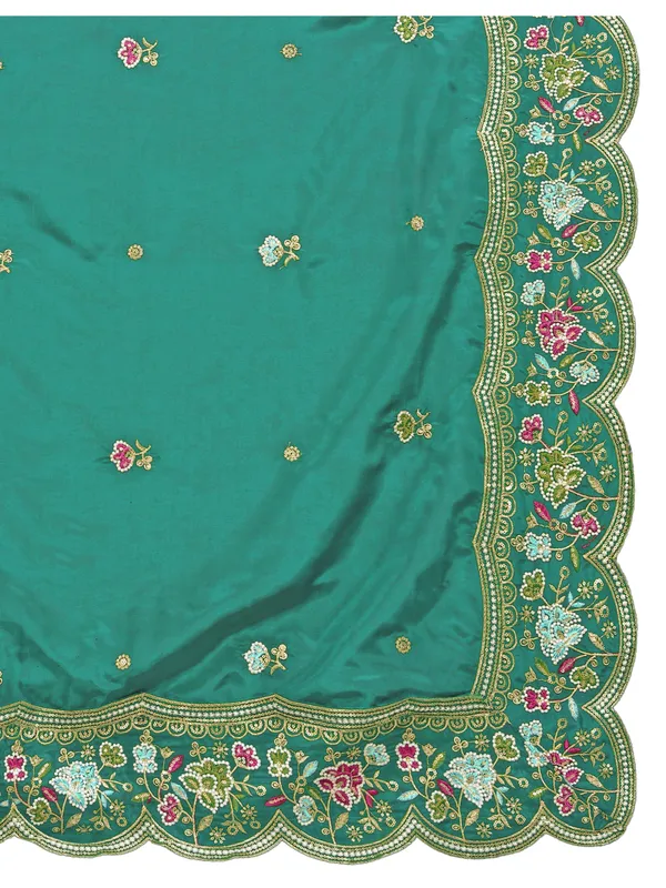 Embroidered_Art_Silk_Dupatta_With_Scalloped_Cutwork_Border_Rama_Green