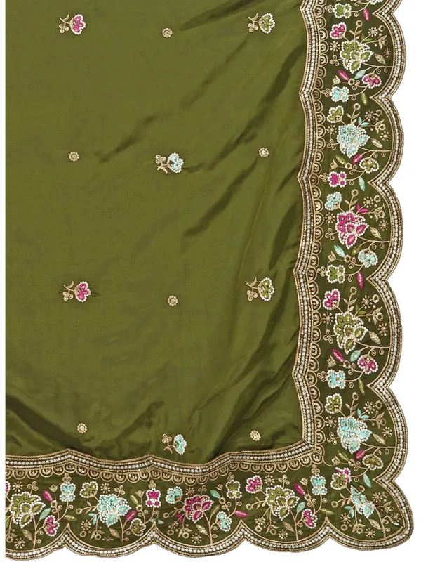 Embroidered_Art_Silk_Dupatta_With_Scalloped_Cutwork_Border_Rama_Green