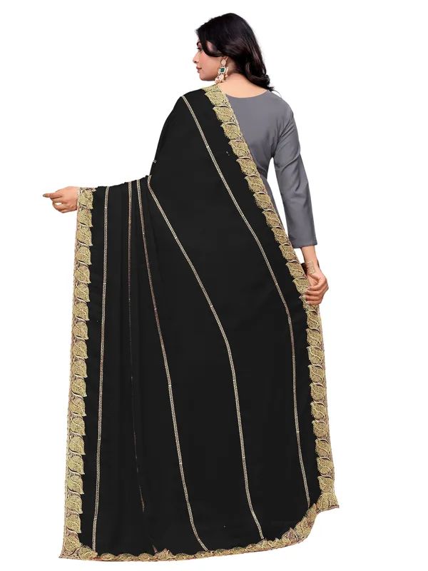 Glossy_Chiffon_Dupatta_With_Leaf_Cutwork_Border_Stone_Work_Black