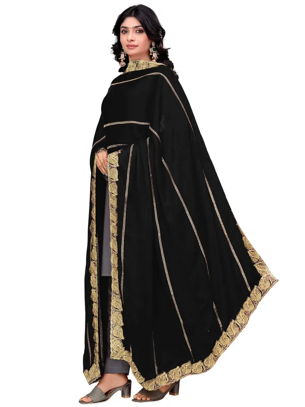 Glossy_Chiffon_Dupatta_With_Leaf_Cutwork_Border_Stone_Work_Black