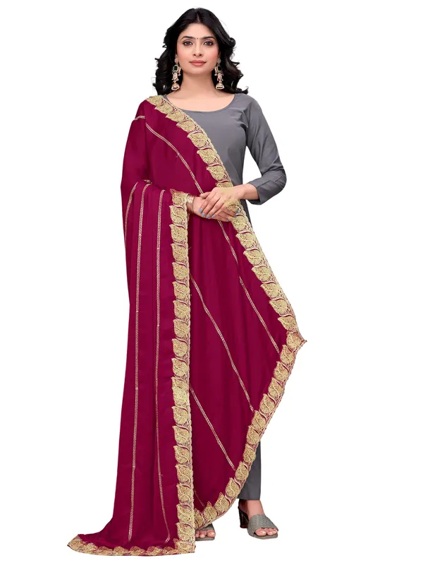 Glossy_Chiffon_Dupatta_With_Leaf_Cutwork_Border_Stone_Work_Pink