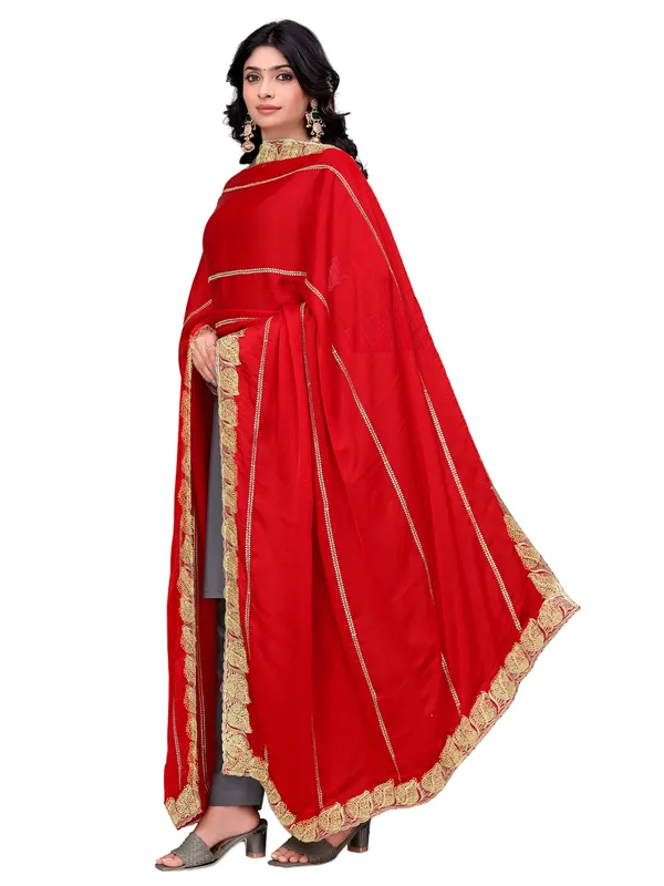 Glossy_Chiffon_Dupatta_With_Leaf_Cutwork_Border_Stone_Work_Red