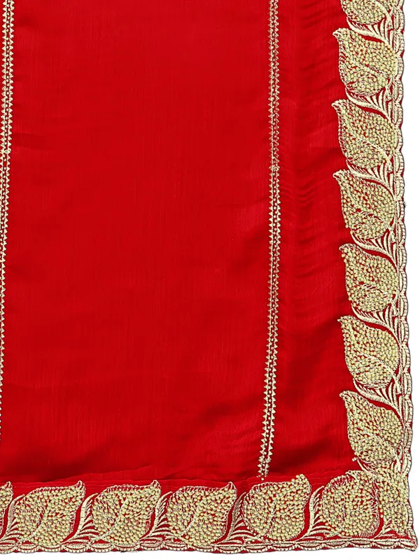 Glossy_Chiffon_Dupatta_With_Leaf_Cutwork_Border_Stone_Work_Red